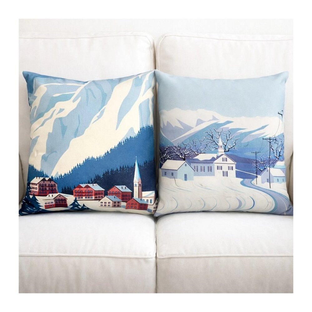 Macodesign 2PC Alpine Village Throw Pillow Set 18x18 w/ Inserts Poland